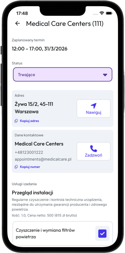 Aplikacja mobilna – podpis klienta